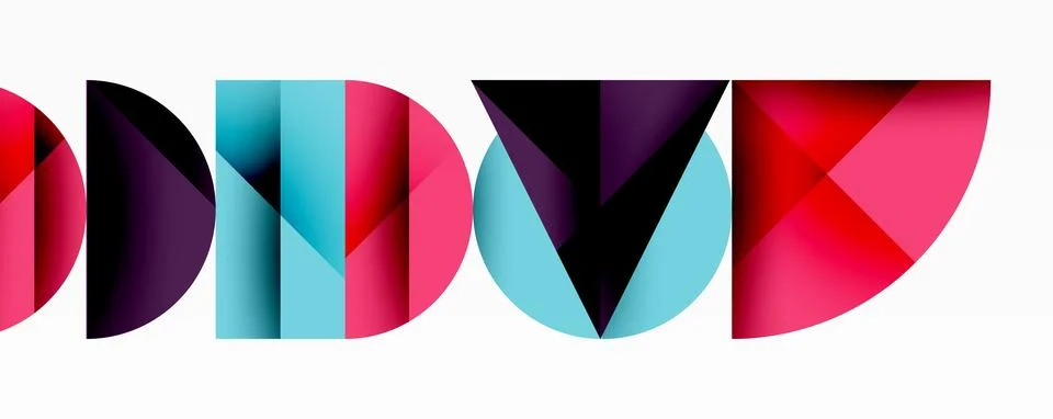 Abstract geometric pattern with intersecting circles and triangles in gradients. Illustrazione stock