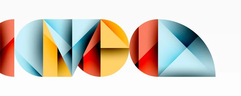 Abstract geometric pattern with intersecting circles and triangles in gradients. Stock Illustration