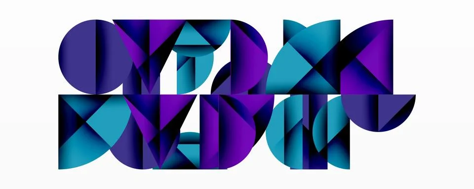 Abstract geometric pattern with intersecting circles and triangles in gradients. Stock Illustration