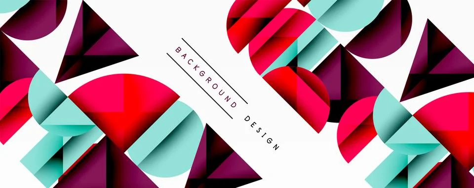 Abstract geometric pattern with intersecting circles and triangles in gradients. 库存插图