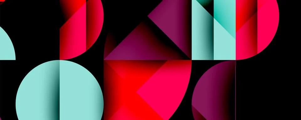 Abstract geometric pattern with intersecting circles and triangles in gradi.. Illustrazione stock