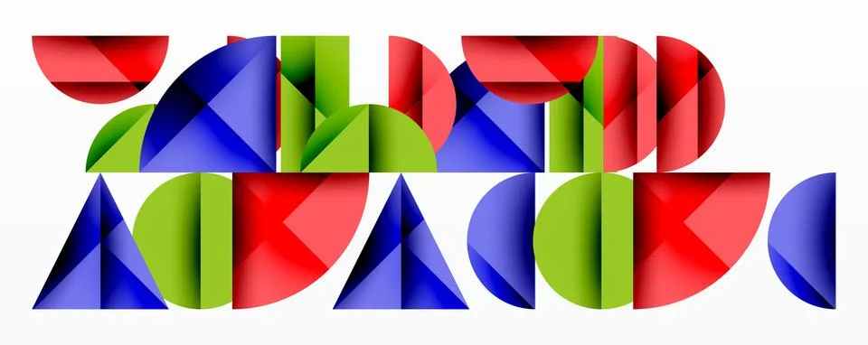 Abstract geometric pattern with intersecting circles and triangles in gradi.. Stock Illustration