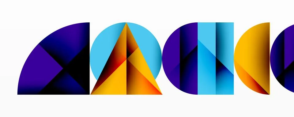 Abstract geometric pattern with intersecting circles and triangles in gradi.. Ilustración de archivo