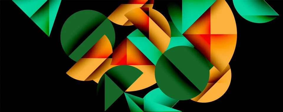 Abstract geometric pattern with intersecting circles and triangles in gradi.. Stock Illustration