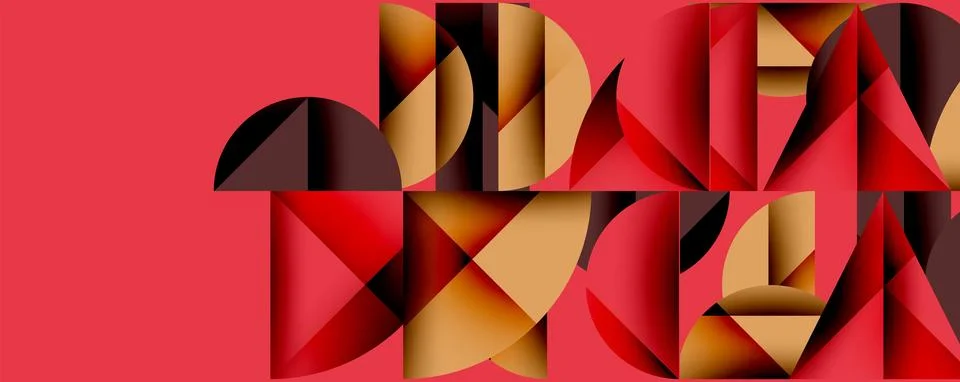 Abstract geometric pattern with intersecting circles and triangles in gradients. Stock Illustration
