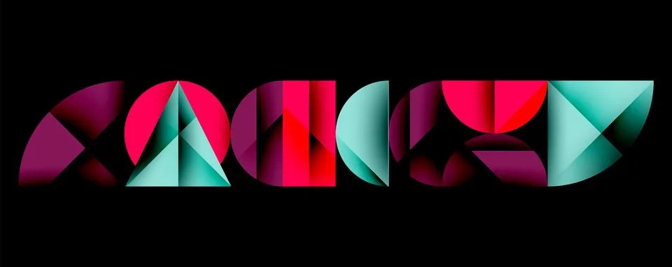 Abstract geometric pattern with intersecting circles and triangles in gradients. Stock Illustration