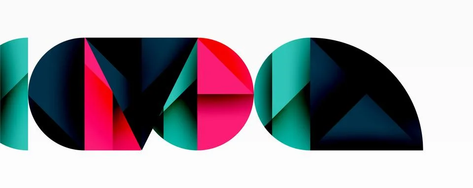 Abstract geometric pattern with intersecting circles and triangles in gradients. Illustrazione stock