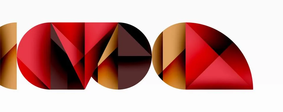 Abstract geometric pattern with intersecting circles and triangles in gradients. Illustrazione stock
