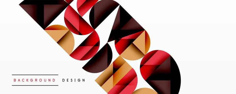 Abstract geometric pattern with intersecting circles and triangles in gradients. Stock Illustration