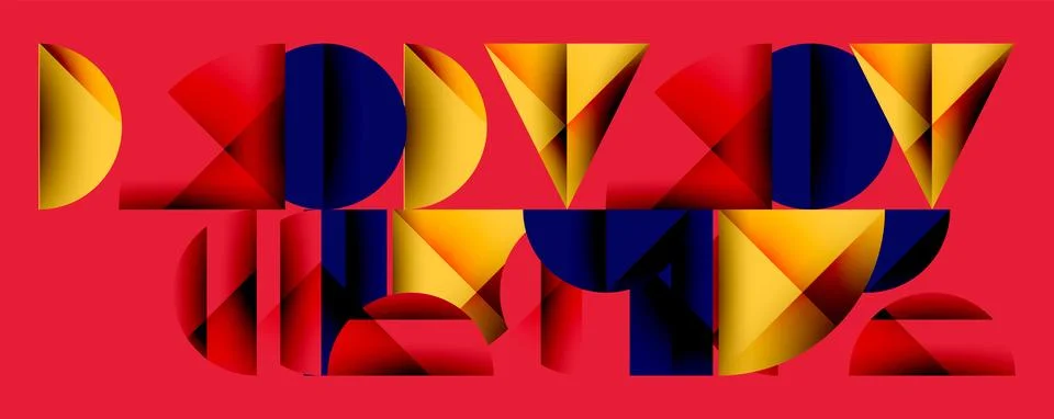 Abstract geometric pattern with intersecting circles and triangles in gradients. Illustrazione stock