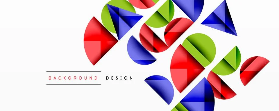 Abstract geometric pattern with intersecting circles and triangles in gradients. Illustrazione stock