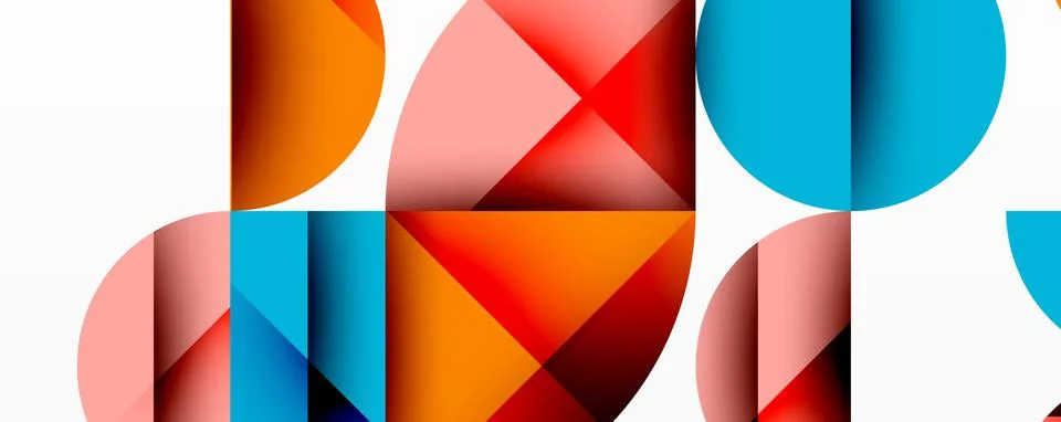 Abstract geometric pattern with intersecting circles and triangles in gradients. Stock Illustration