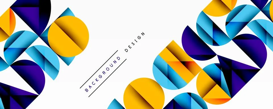 Abstract geometric pattern with intersecting circles and triangles in gradients. Stock Illustration