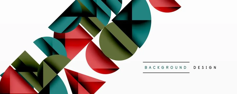 Abstract geometric pattern with intersecting circles and triangles in gradients. Stock Illustration