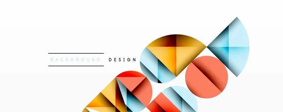 Abstract geometric pattern with intersecting circles and triangles in gradients. Illustrazione stock