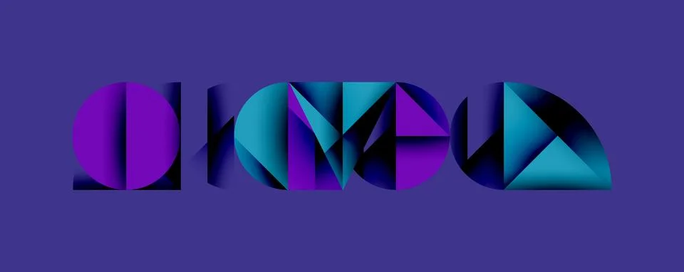 Abstract geometric pattern with intersecting circles and triangles in gradients. Stock Illustration