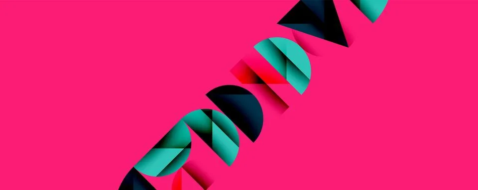 Abstract geometric pattern with intersecting circles and triangles in gradients. Stock Illustration