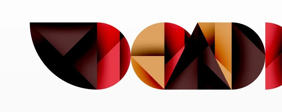 Abstract geometric pattern with intersecting circles and triangles in gradients. Illustrazione stock