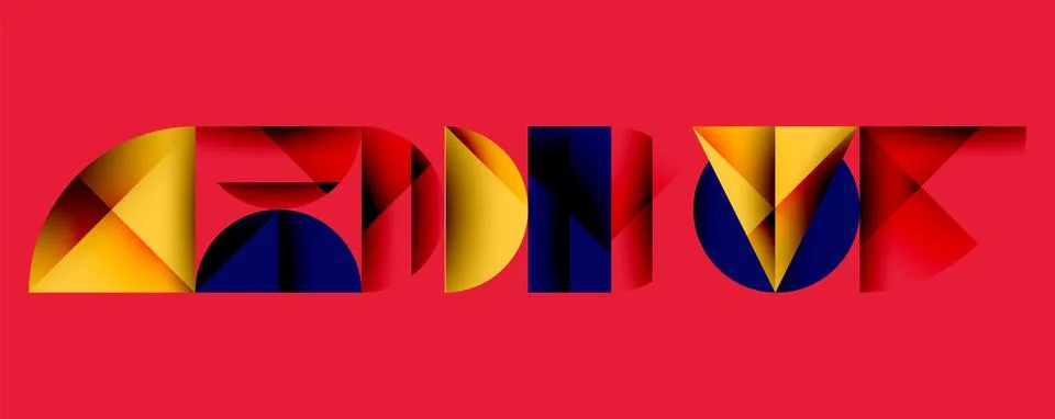 Abstract geometric pattern with intersecting circles and triangles in gradients. Stock Illustration