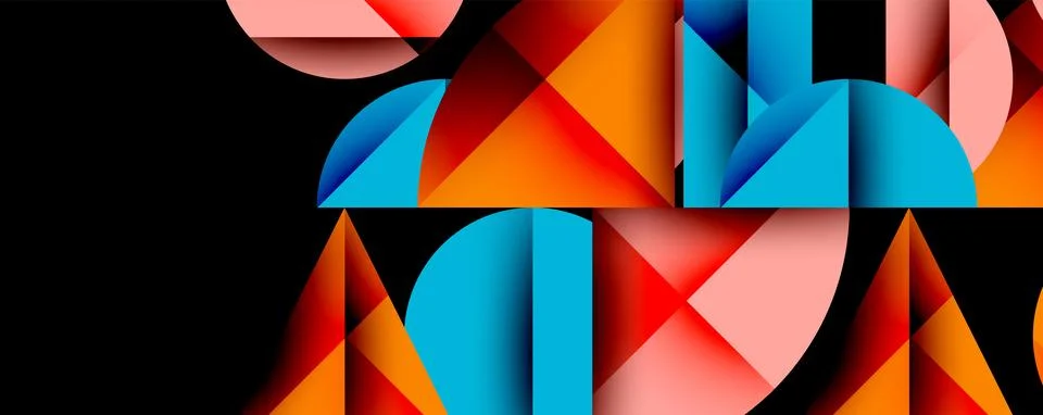 Abstract geometric pattern with intersecting circles and triangles in gradients. Stock Illustration
