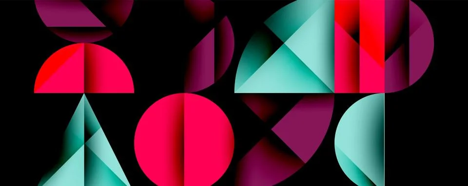 Abstract geometric pattern with intersecting circles and triangles in gradi.. イラスト素材
