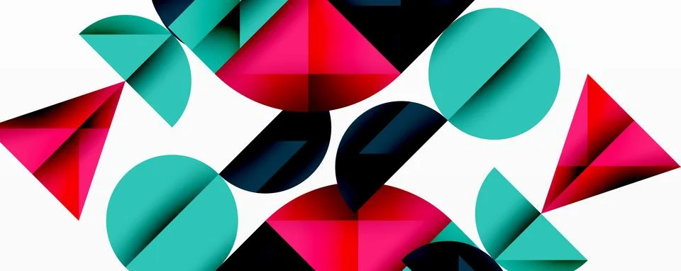Abstract geometric pattern with intersecting circles and triangles in gradi.. Stock Illustration