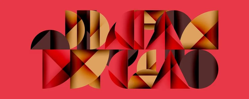 Abstract geometric pattern with intersecting circles and triangles in gradients. Stock Illustration