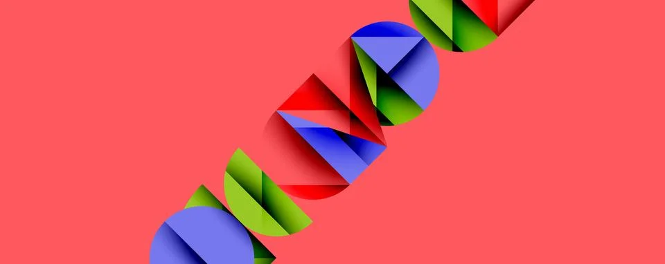 Abstract geometric pattern with intersecting circles and triangles in gradients. Stock Illustration