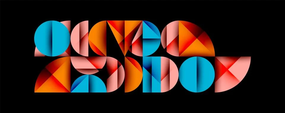 Abstract geometric pattern with intersecting circles and triangles in gradients. Stock Illustration