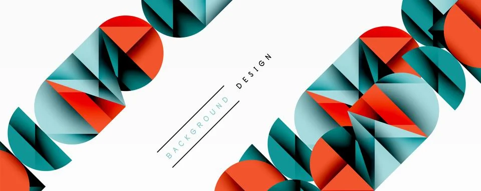 Abstract geometric pattern with intersecting circles and triangles in gradients. Stock Illustration