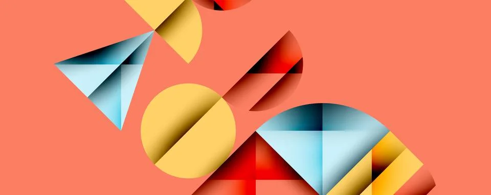 Abstract geometric pattern with intersecting circles and triangles in gradients. Stock Illustration