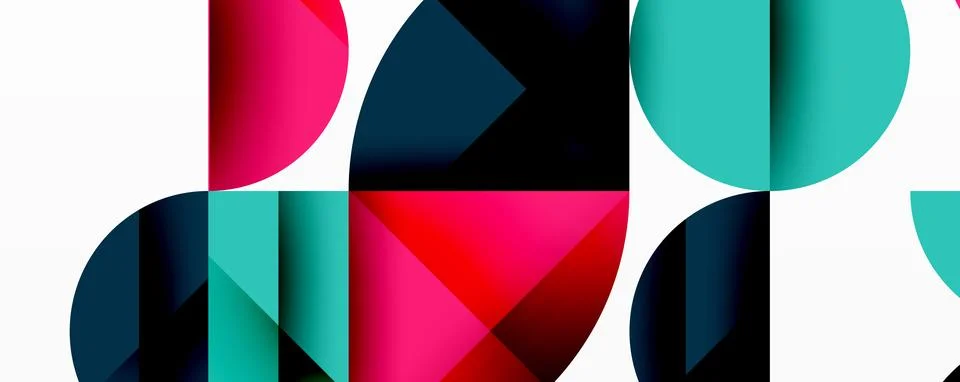 Abstract geometric pattern with intersecting circles and triangles in gradients. Stock Illustration