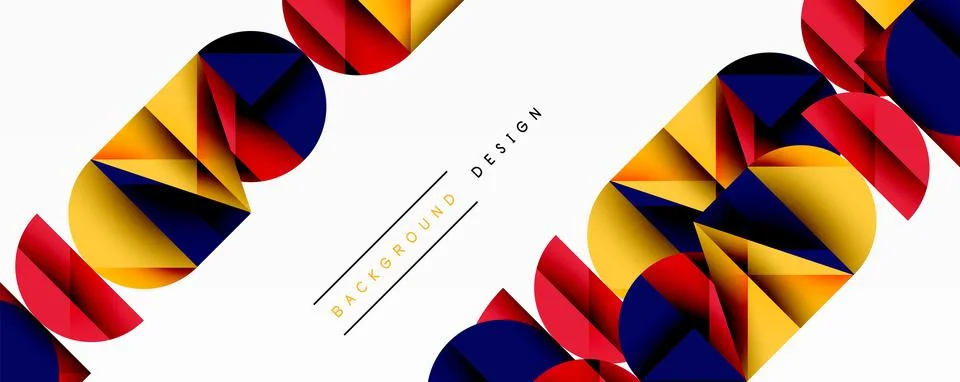 Abstract geometric pattern with intersecting circles and triangles in gradients. Illustrazione stock
