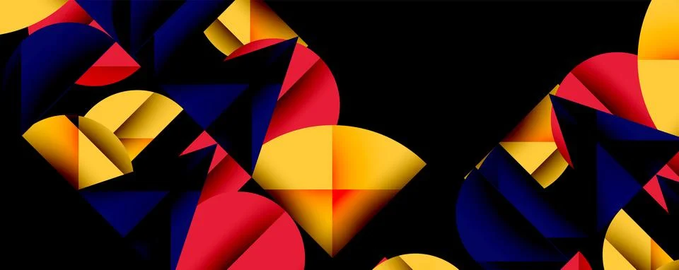 Abstract geometric pattern with intersecting circles and triangles in gradients. Stock Illustration