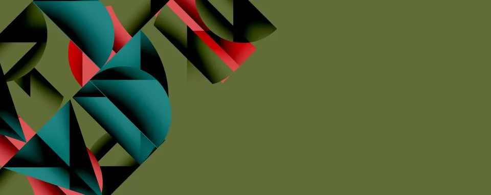 Abstract geometric pattern with intersecting circles and triangles in gradients. Illustrazione stock
