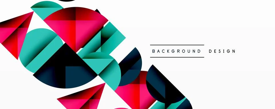 Abstract geometric pattern with intersecting circles and triangles in gradients. Stock Illustration