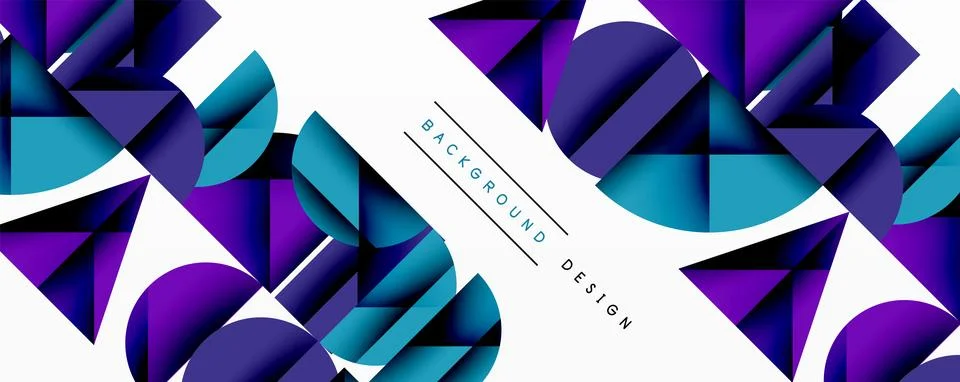 Abstract geometric pattern with intersecting circles and triangles in gradients. Illustrazione stock