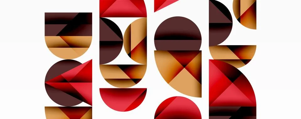 Abstract geometric pattern with intersecting circles and triangles in gradients. Stock Illustration