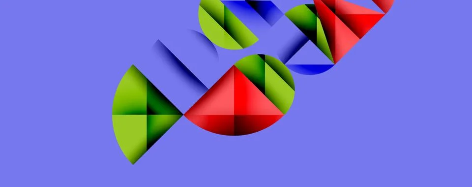Abstract geometric pattern with intersecting circles and triangles in gradients. Stock Illustration