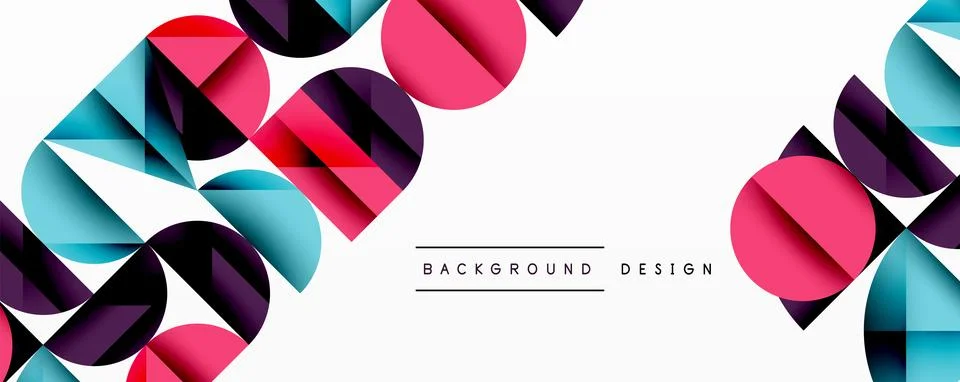 Abstract geometric pattern with intersecting circles and triangles in gradients. Illustrazione stock