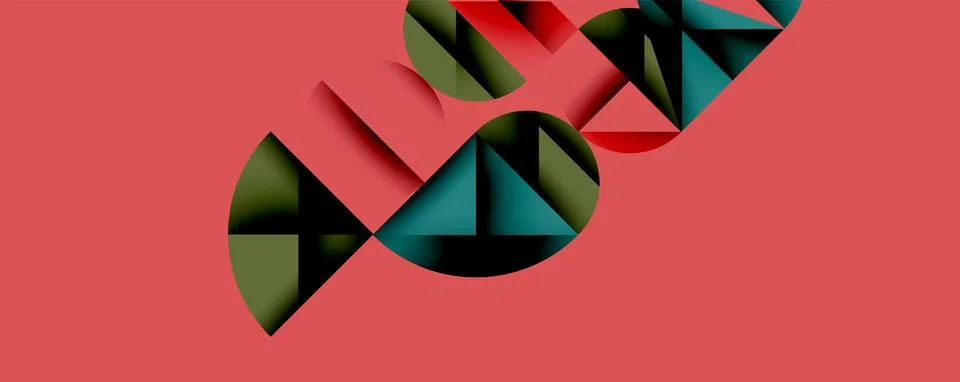 Abstract geometric pattern with intersecting circles and triangles in gradients. Stock Illustration