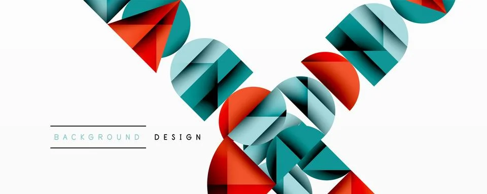 Abstract geometric pattern with intersecting circles and triangles in gradients. Stock Illustration