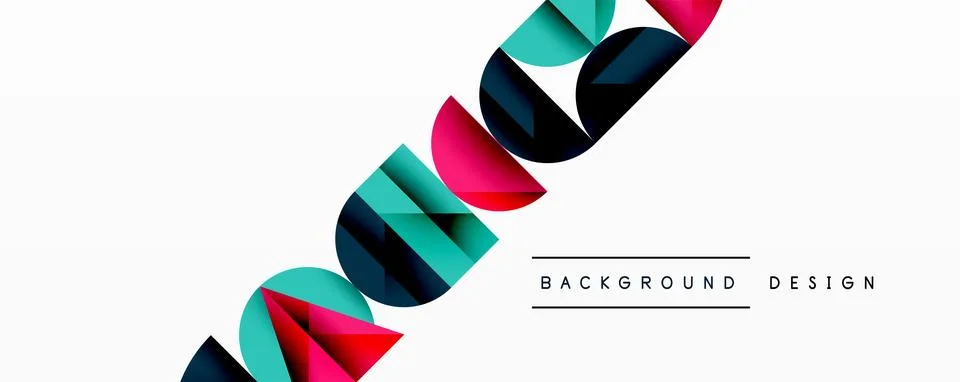 Abstract geometric pattern with intersecting circles and triangles in gradients. Stock Illustration