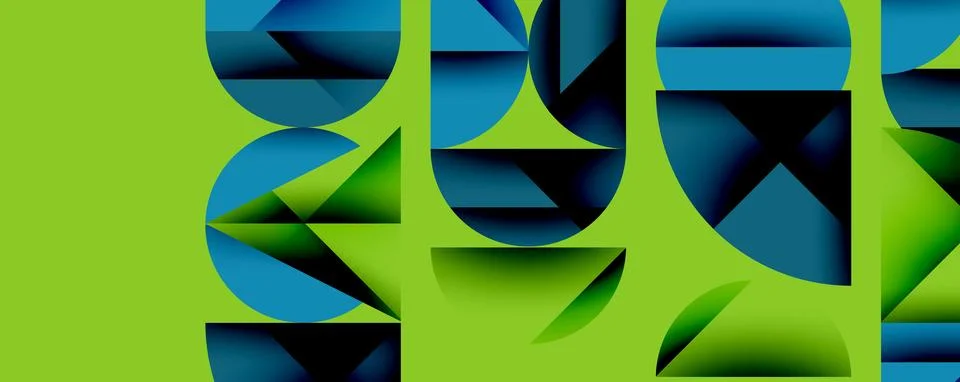 Abstract geometric pattern with intersecting circles and triangles in gradi.. Stock Illustration