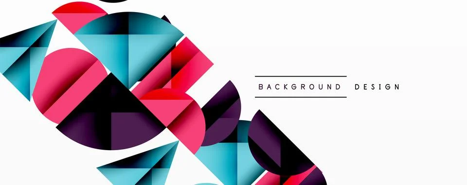 Abstract geometric pattern with intersecting circles and triangles in gradients. Illustrazione stock