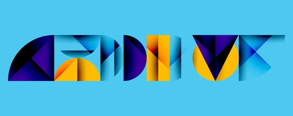 Abstract geometric pattern with intersecting circles and triangles in gradients. Illustrazione stock
