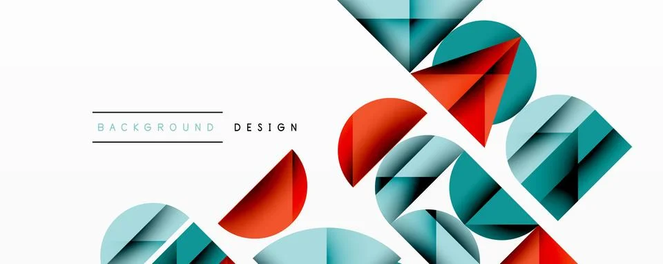 Abstract geometric pattern with intersecting circles and triangles in gradients. Stock Illustration