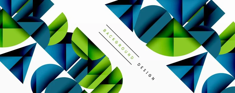 Abstract geometric pattern with intersecting circles and triangles in gradients. Stock Illustration