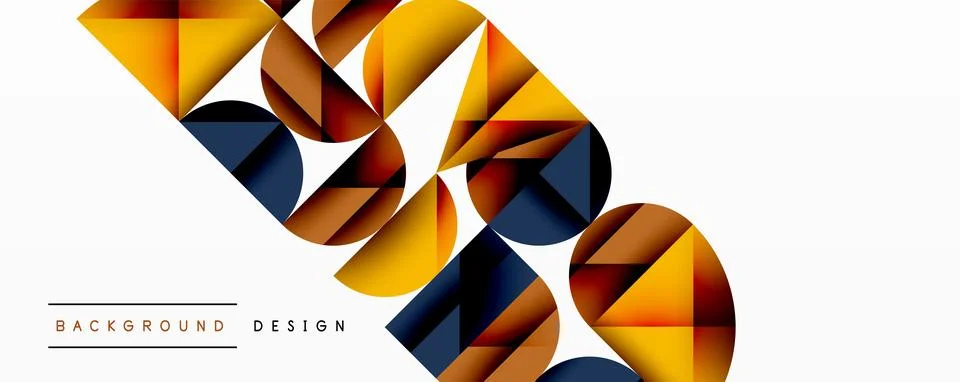 Abstract geometric pattern with intersecting circles and triangles in gradients. Stock Illustration