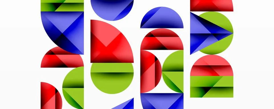 Abstract geometric pattern with intersecting circles and triangles in gradi.. Stock Illustration